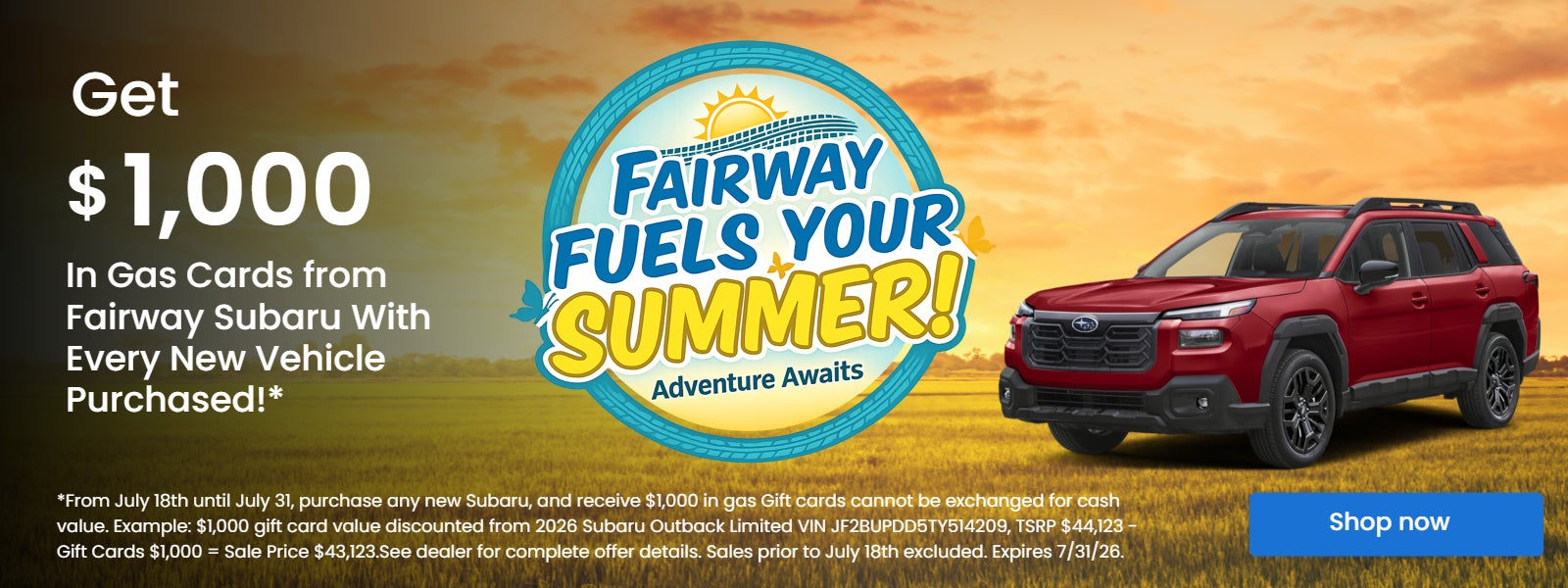 Get $1000 in gas cards with every new vehicle